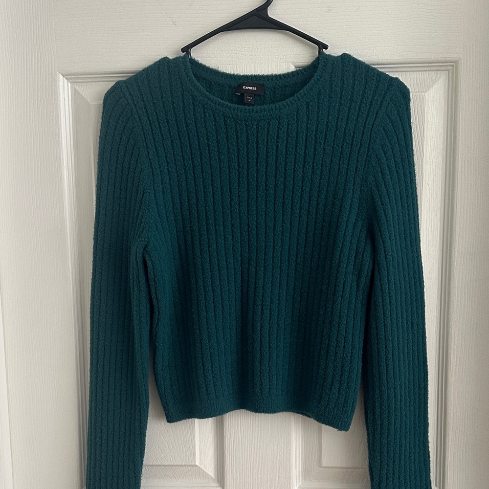 Express Deep Green Ribbed Sweater